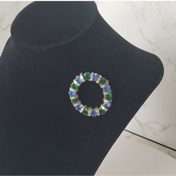 VINTAGE Asymmetrical Oval Gemstone Brooch Pin - Picture 2 of 5